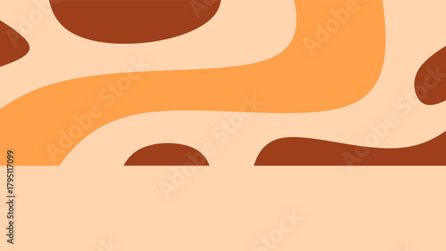 Abstract background with organic shapes and copy space. Modern aesthetic background with abstract fluid blobs. Minimalist boho design in brown and beige with blank copy space for text.
