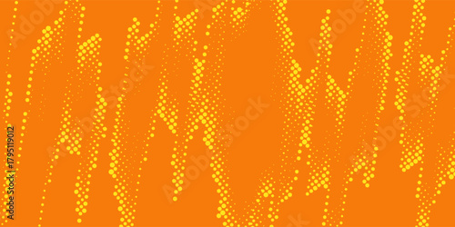 Orange halftone dots yellow color pattern gradient grunge texture background. Dot pop art comic sport style vector illustration