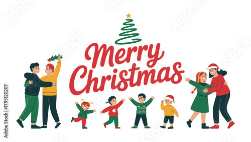 Εκτύπωση καμβά Holiday Greetings: A heartwarming Christmas card image featuring joyful family members