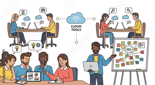 Business Team Using Cloud Tools for Collaboration