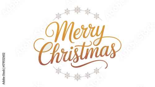 Merry Christmas Holiday greeting: A beautifully crafted Merry Christmas script, adorned with elegant snowflakes, offers a heartfelt holiday wish, conveying warmth and festive cheer.