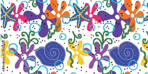 Cool illustration. Nautical-themed seamless pattern.