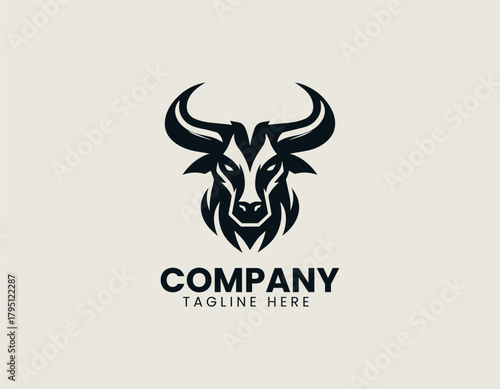 Demon bull stands fiercely showing powerful identity within bold black vector logo design