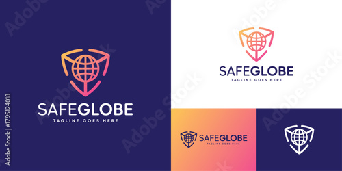 Shield and Globe Logo Design | Modern Global Protection Symbol for Security Companies, Tech Firms, Cyber Safety Services, Corporate Brands and International Businesses – Professional, Strong and Trust