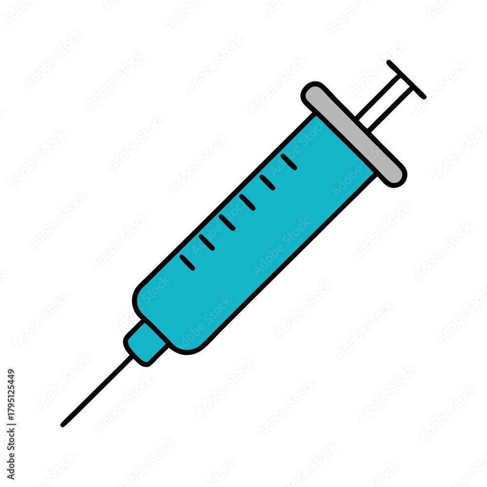 Fototapeta premium A blue medical syringe on transparent background