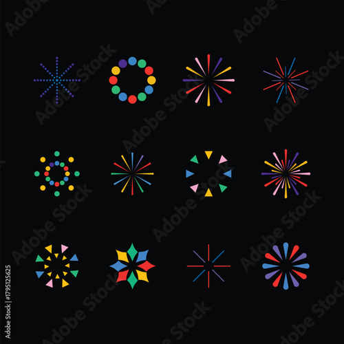 Vibrant Radial Burst Shapes Collection