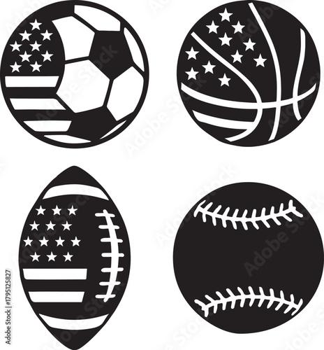 set of sport balls silhouette vector illustration