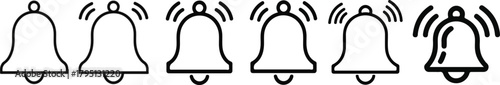 Notification bell icon set vector illustration. Bells line art vector illustration. Notification bell icon set, alert icon for incoming inbox message, ringing bell and notification.