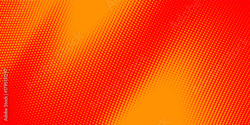 Dots halftone orange color pattern gradient texture with technology digital background. Dots pop art comics with nature graphic design.