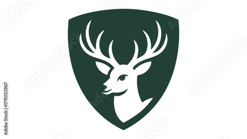 Deer head shield logo emblem design