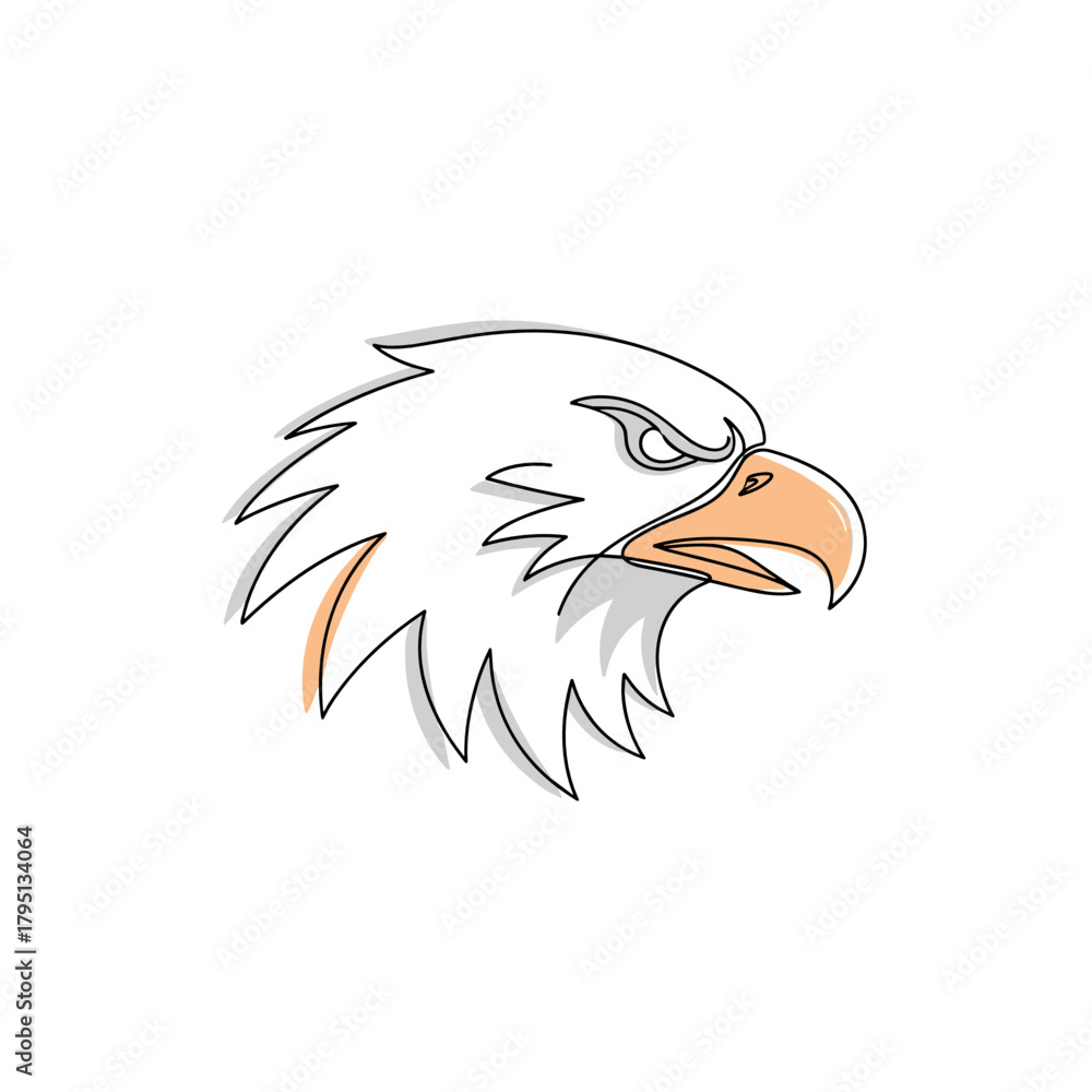 Fototapeta premium Stylized eagle head with fierce expression for College bowl finals 