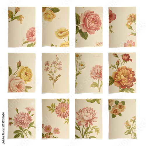  12 vertical torn note papers