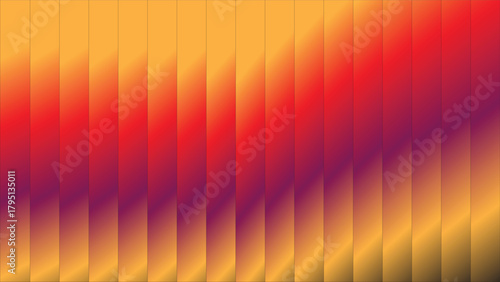 Vibrant gradient background with vertical stripes transitioning from yellow to red to purple hues