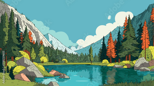 Vector illustration of a digital poster for a national park