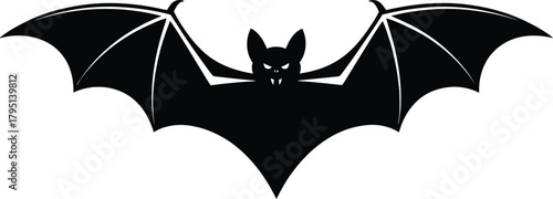 Halloween bat silhouette with spread wings vector illustration art