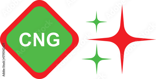 Vector of CNG compressed natural gas symbol for vehicles and transportation. Perfect for eco-friendly fuel, green energy, sustainability, labels, stickers, and clean energy projects.