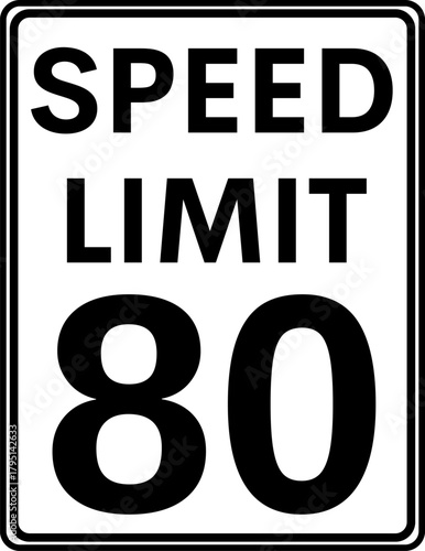 Speed limit 80 mph traffic sign