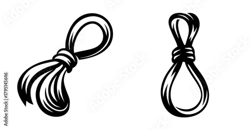 Two illustrative rope loops or nooses depicted side by side each with a knot at the top of the loop