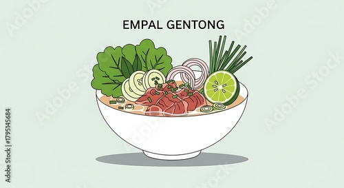 Empal Gentong Culinary Delight - A Delicious Indonesian Dish Illustration.