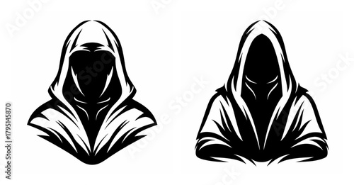 Mysterious hooded figures representing mystery shadowy characters and anonymous presence