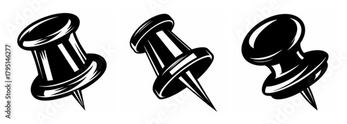 Set of three antique thumbtacks vintage drawing pin office supply stationer