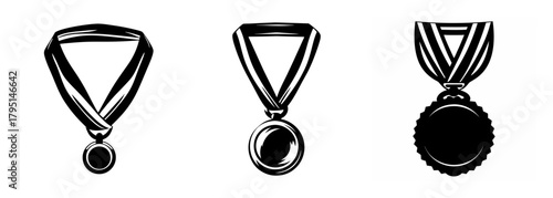 Collection of three ribbons and medals showcasing achievement and recognition awards