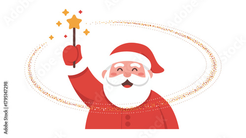 Santa's Enchanted Wish: A cheerful Santa Claus, embodies the spirit of Christmas. with a twinkle in his eye and a magical wand, he's ready to spread joy and holiday cheer.