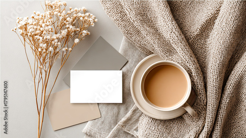 Helle, minimalistische Lifestyle-Szenen mit natürlichen Materialien, dezenten Accessoires und klaren Mockups für Karten, Notizbücher und kleine Prints. Weiches Tageslicht und ruhige Kompositionen