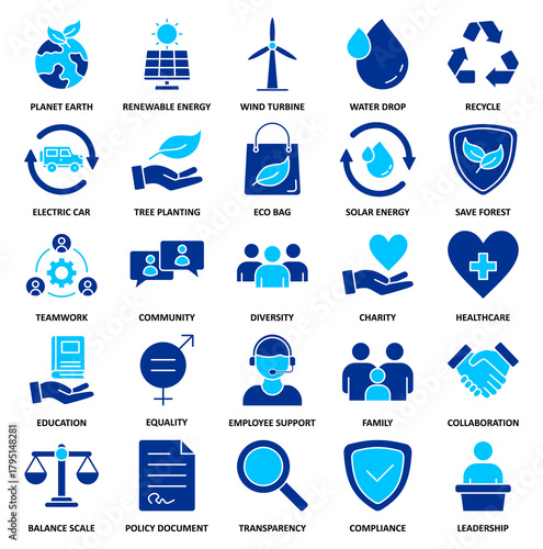 ESG banner web icon vector illustration for Environment Social Governance of corporate sustainability performance for investment screening 