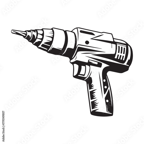 Vector illustration of electric drill sketch with simple and minimalist line style