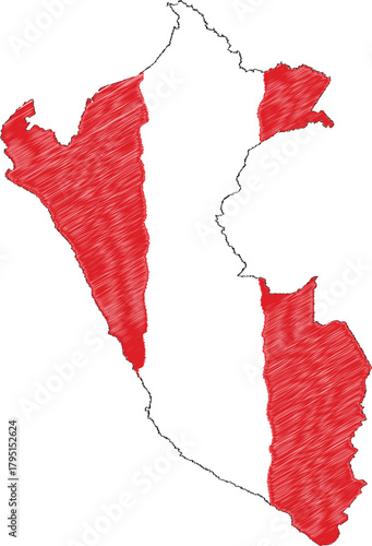 Peru Map with Flag – Vector Illustration