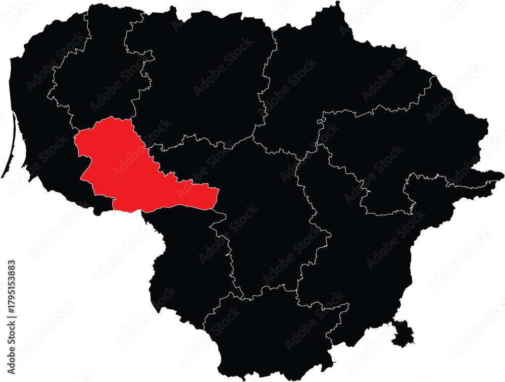 Obraz premium Vector Map of Taurage Division on Map of Lithuania