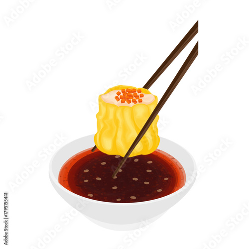 Vector Illustration Logo Clip art Siu Mai Dipped in Chili Oil