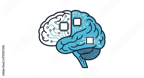 Artificial Intelligence Brain with Circuitry and Microchips Representing Advanced Technology.