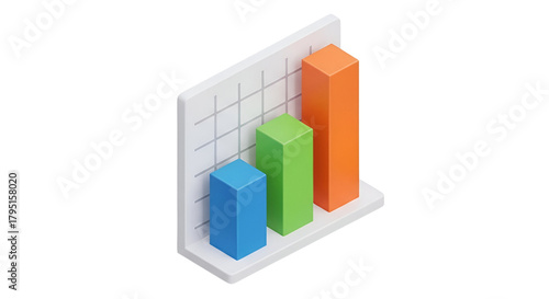 Free Download 3d icon of isometric bar graph, a visual representation of data and performance metrics - GFXLoad