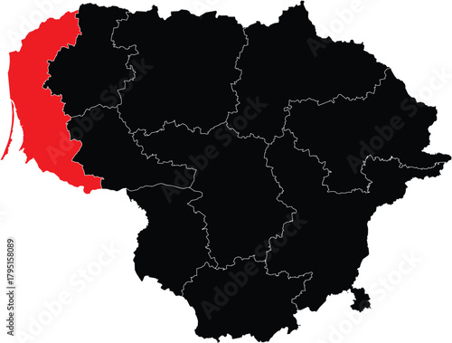Vector Map of Klaipeda Division on the Map of Lithuania