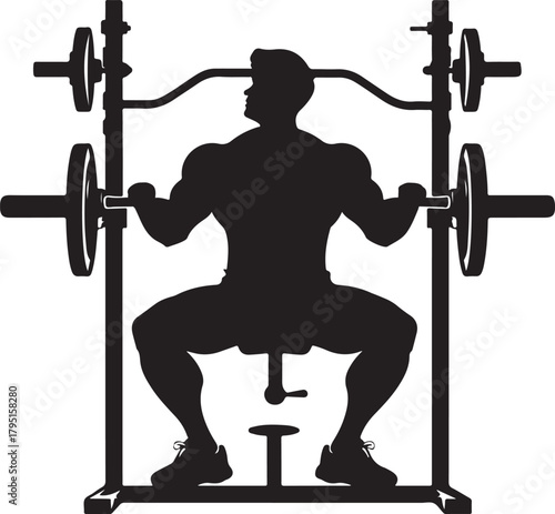 Barbell Squat Silhouette Design.