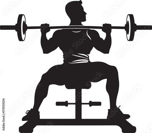 Barbell Squat Silhouette Design.