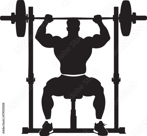 Barbell Squat Silhouette Design.