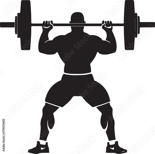 Barbell Squat Silhouette Design.