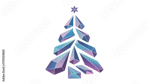 Geometric Christmas Tree: An elegant illustration of a Christmas tree constructed from geometric shapes, each reflecting the light. A star sits atop, heralding the festive season