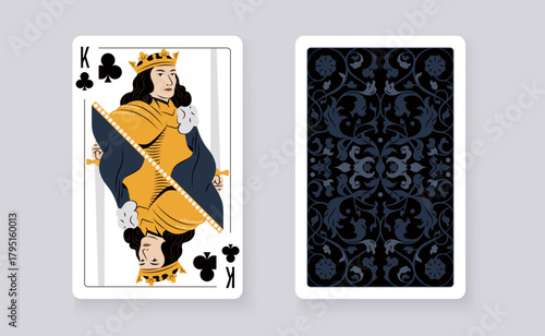 Vector illustration of the King of Clubs playing card. Elegant and classic design symbolizing royalty, power, and card games, perfect for casino and entertainment projects.