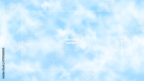 Seamless pattern with blue sky and white clouds. Soft and calm vector background design for fabric, wallpaper, web, and decorative projects.