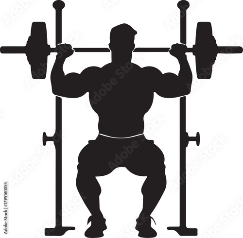 Barbell Squat Silhouette Design.