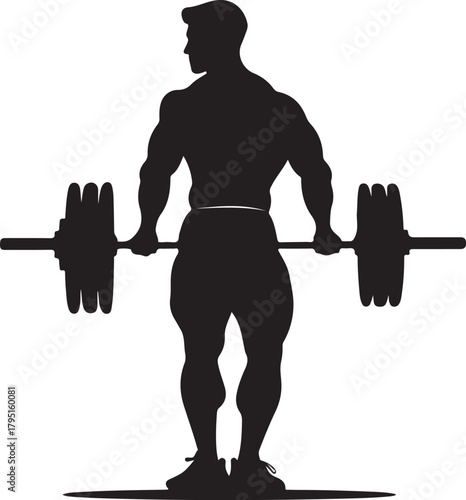 Barbell Squat Silhouette Design.