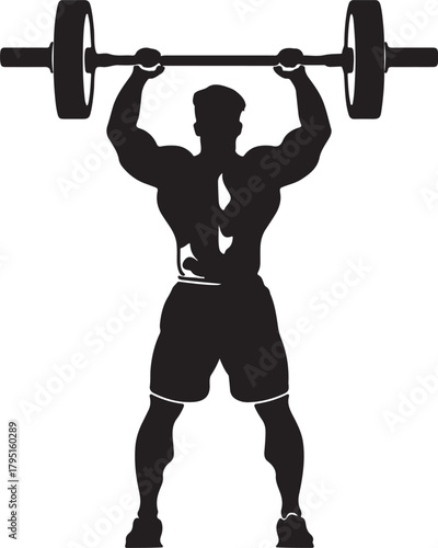 Barbell Squat Silhouette Design.