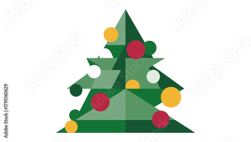 Festive Christmas tree Illustration : A cheerful and minimalist illustration of a decorated Christmas tree, evoking the joy and anticipation of the holiday season. 