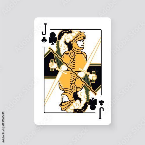 Vector illustration of the Jack of Clubs playing card. Elegant and classic design symbolizing royalty, luck, and card games, perfect for casino and entertainment projects.