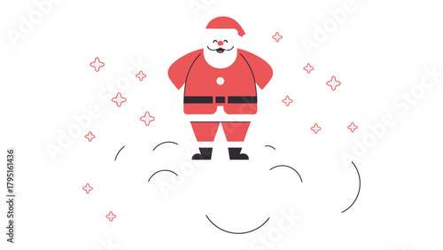 Santa's Merry Arrival: Santa Claus, a jovial figure, stands poised atop a cloud. Emitting a sense of warmth and festive joy, a visual treat.