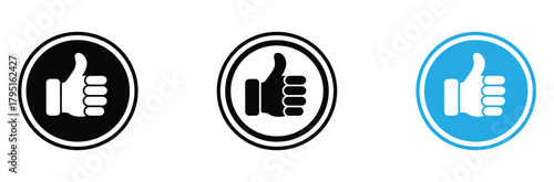 Promote your brand with a thumbs up for success and approval - share the like icon to build trust and positive engagement today, icons in black and blue